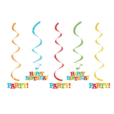 Creative Converting Dizzy Danglers Happy Birthday Stripes, 19", 30PK 033026